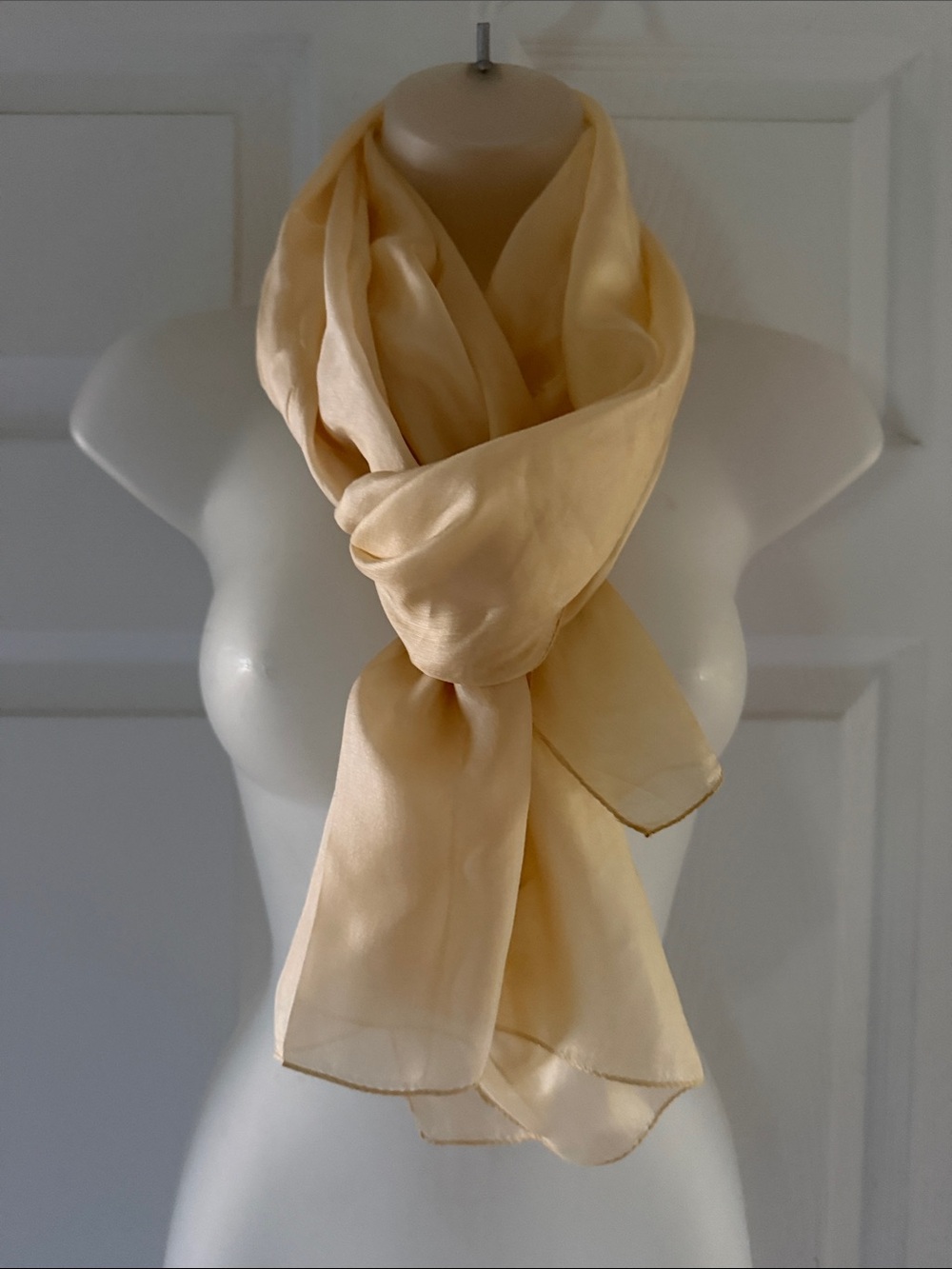 J. Francis 100% Silk Oblong Scarf – Sheer Neutral Champagne Peach, Made in India